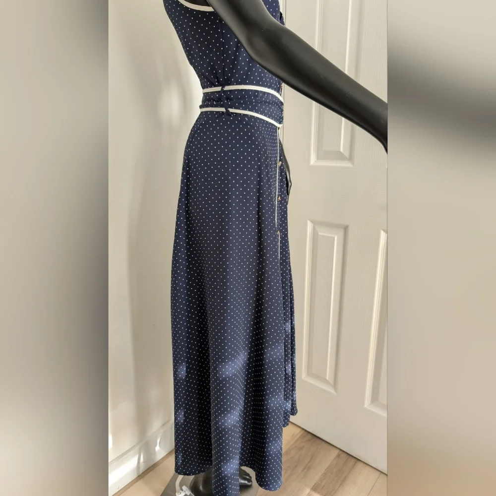 SOLD ZARA - Navy Polka Dot Maxi Dress - Picture 3 of 5